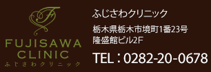 ふじさわクリニック 〒328－0043 栃木県栃木市境町1番23号 隆盛館ビル2F、TEL:0282-20-0678